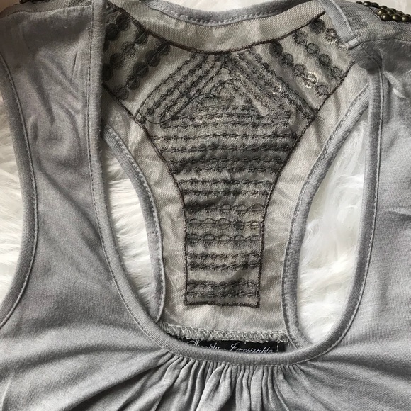 Grey Studded Back Tank Top Small - Picture 2 of 8